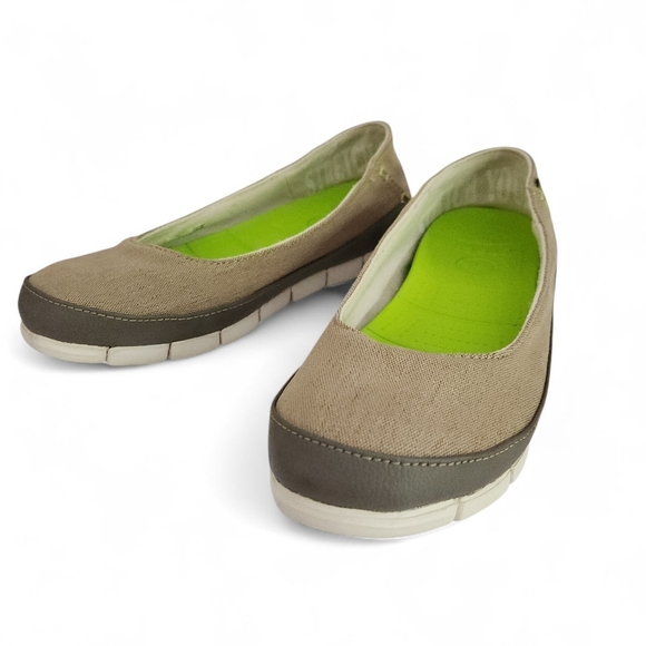 CROCS Stretch Sole Ballet Flats Brown/Green size 7 - Picture 1 of 12